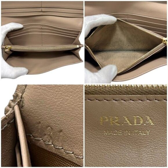 Prada Bifold Long Wallet Beige 1 Mh132 Wallet Leather - Picture 3 of 10